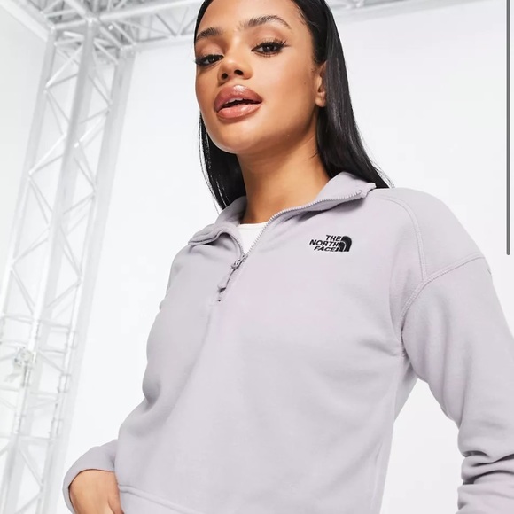 The North Face 100 Glacier 1/4 zip cropped fleece in gray Medium - Picture 14 of 16